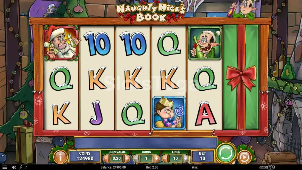 Segunda tela do jogo base do Naughty Nick's Book com o livro como wild