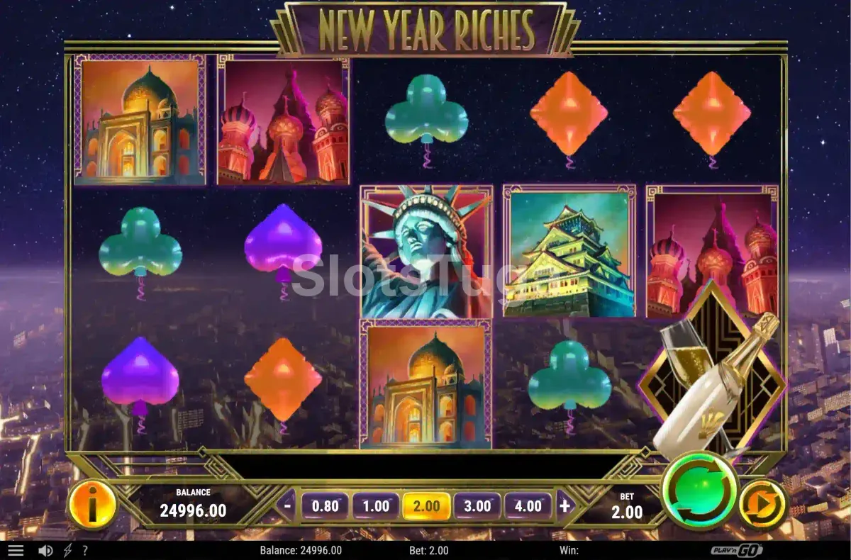 Segunda visão do jogo base da New Year Riches em ação