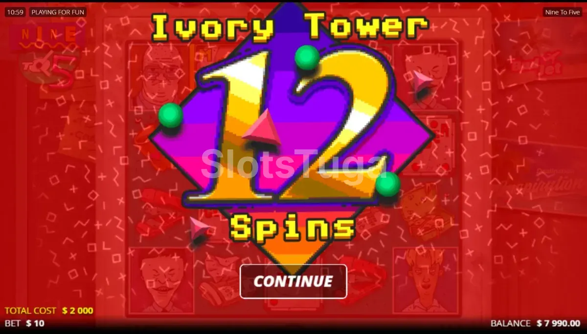 Rodadas grátis em ação na slot Nine To Five da Nolimit City