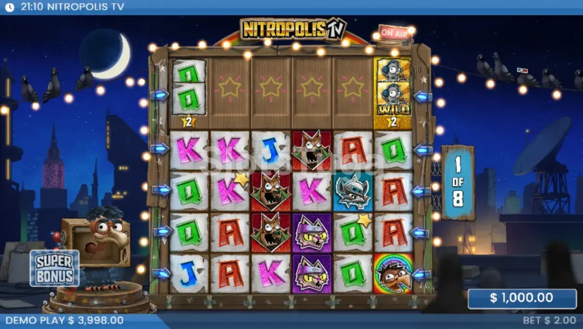 Rodadas grátis do slot Nitropolis TV com Nitro Reels persistentes ativos