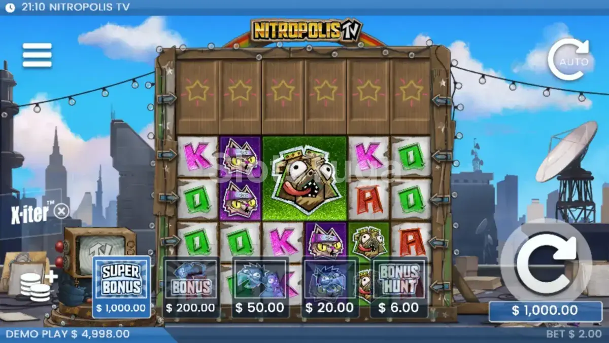 Tela de compra de bônus X-iter do slot Nitropolis TV