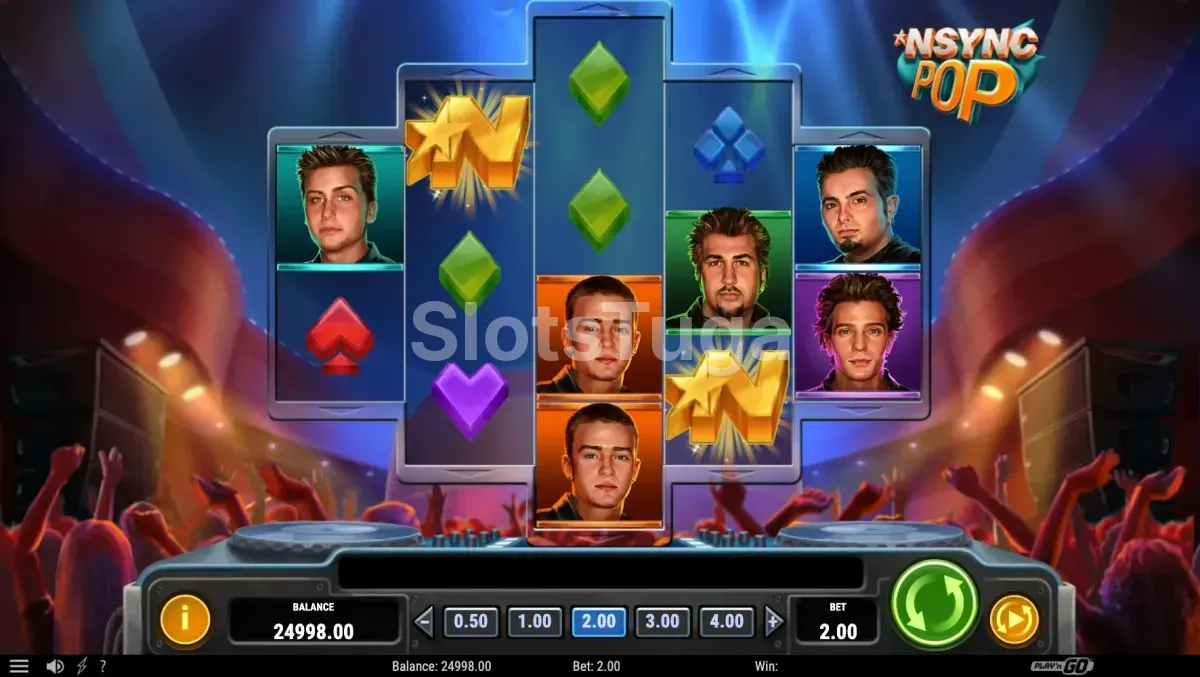 Jogo base da slot NSYNC POP com grid em formato de diamante