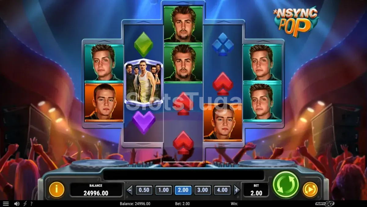 Modo bônus da slot NSYNC POP com fileiras extras de símbolos Pop