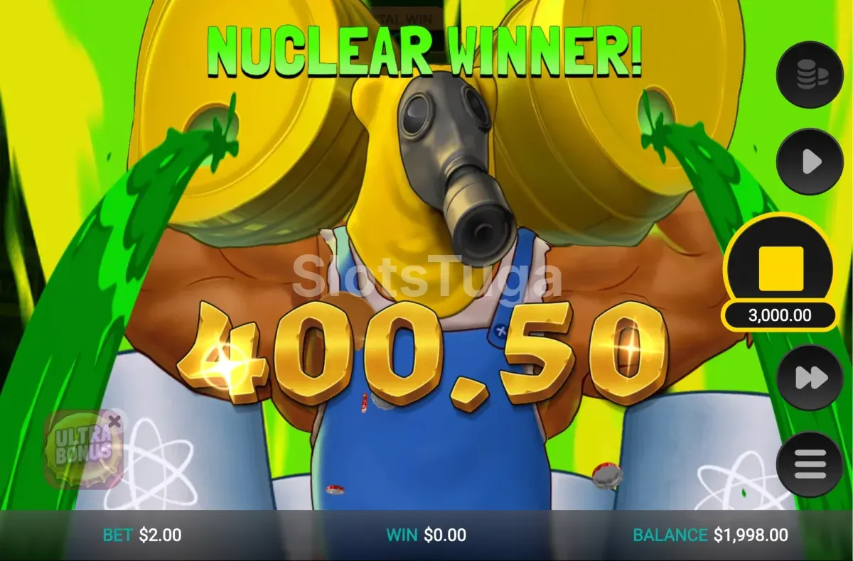 Grande ganho em Nuclear Tumble com tampas de ouro na grelha