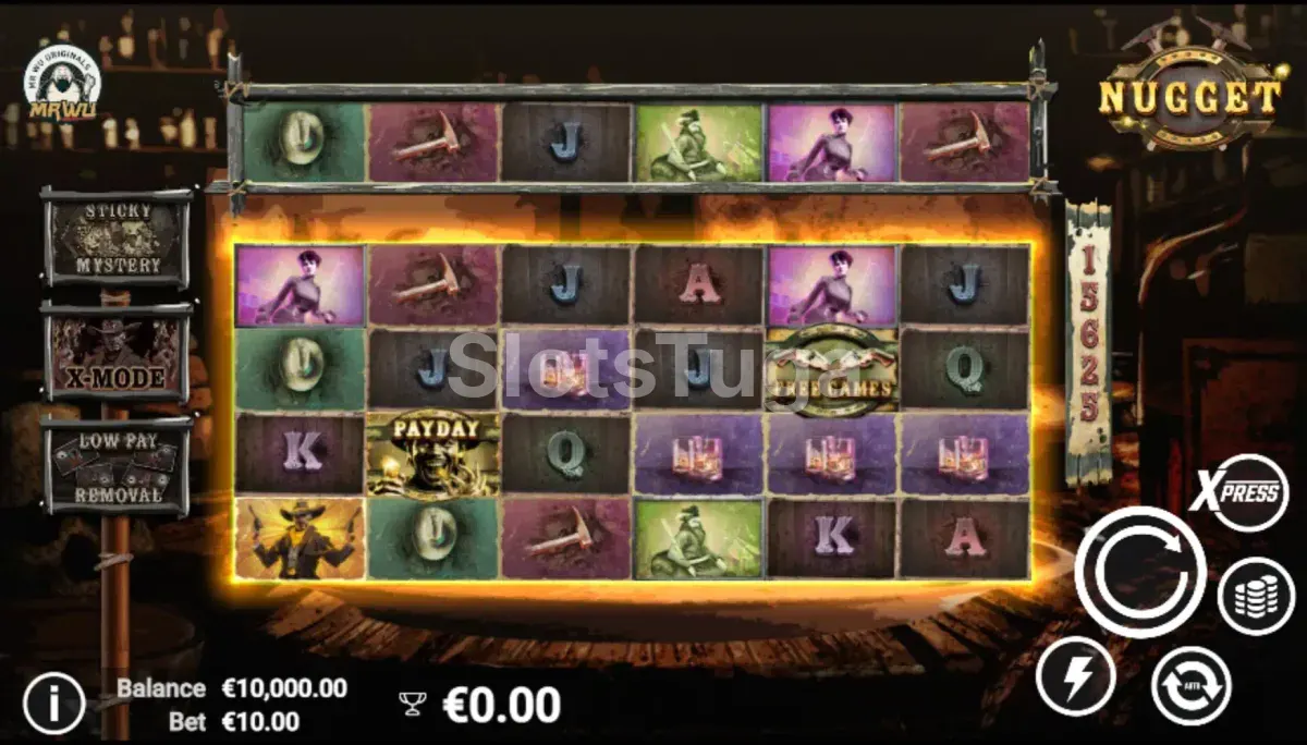 Tela principal do jogo base da slot Nugget