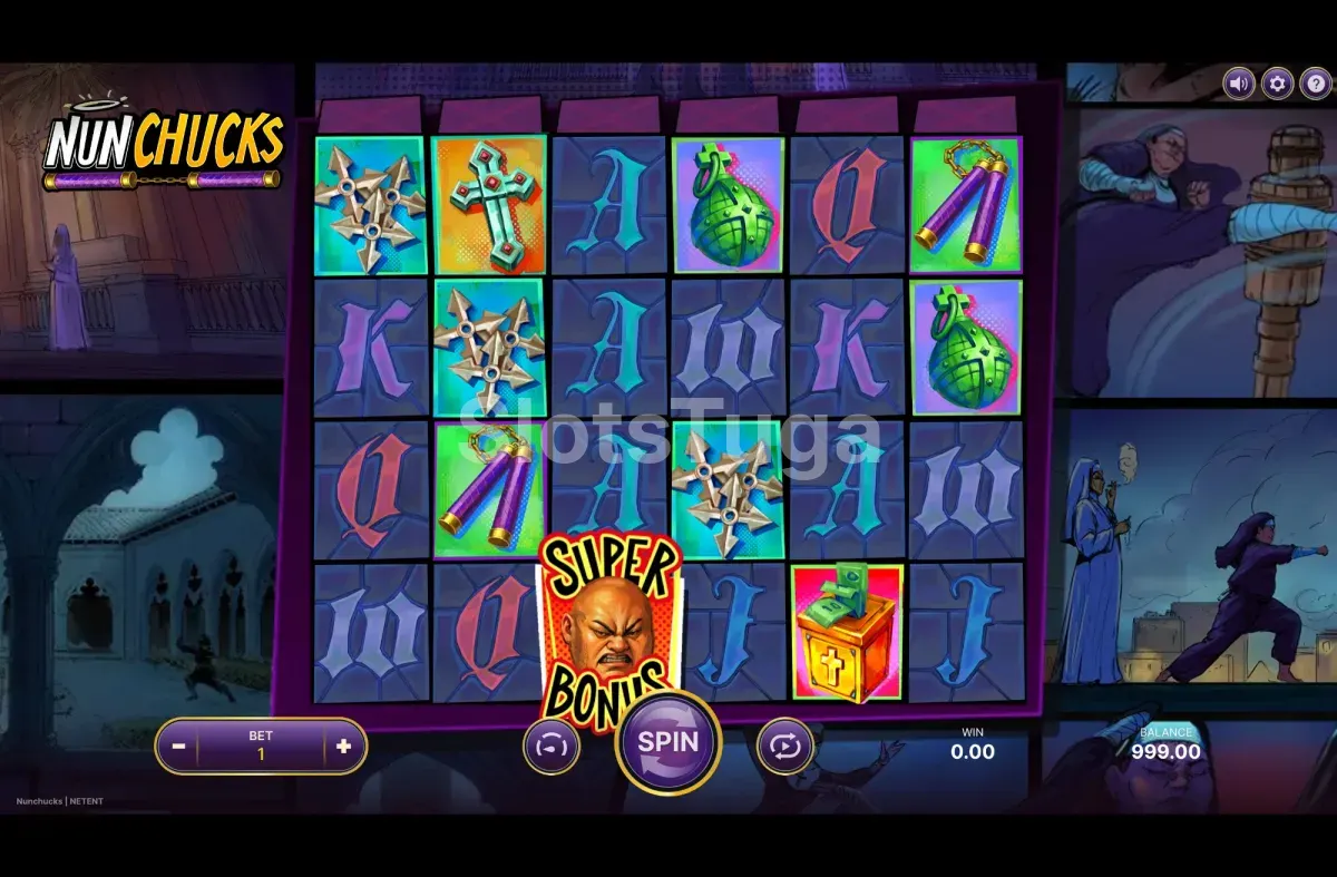 Jogo base da slot Nunchucks com grelha de 6x4