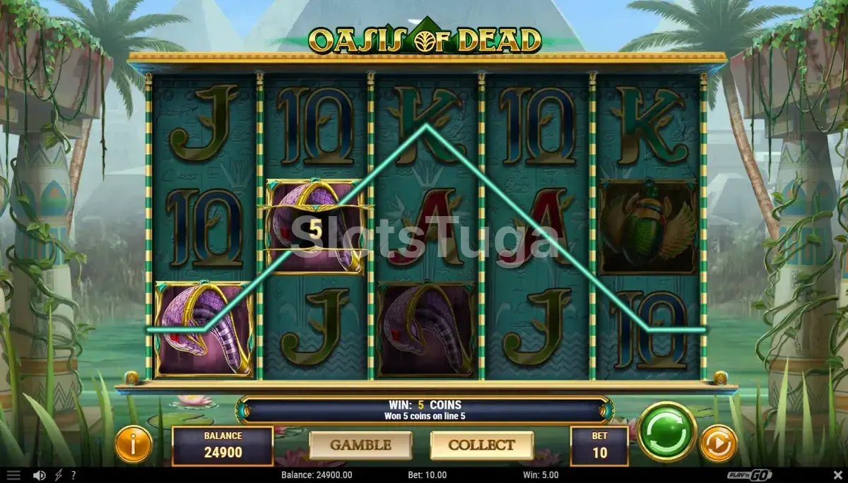 Resultado de rodada com símbolo expansivo ativado na Oasis of Dead