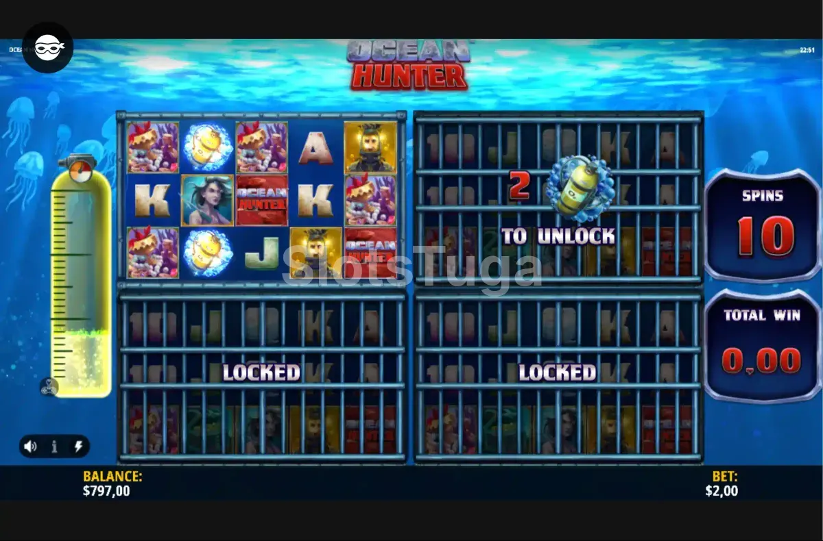 Rodadas grátis ativadas na slot Ocean Hunter com multiplicadores