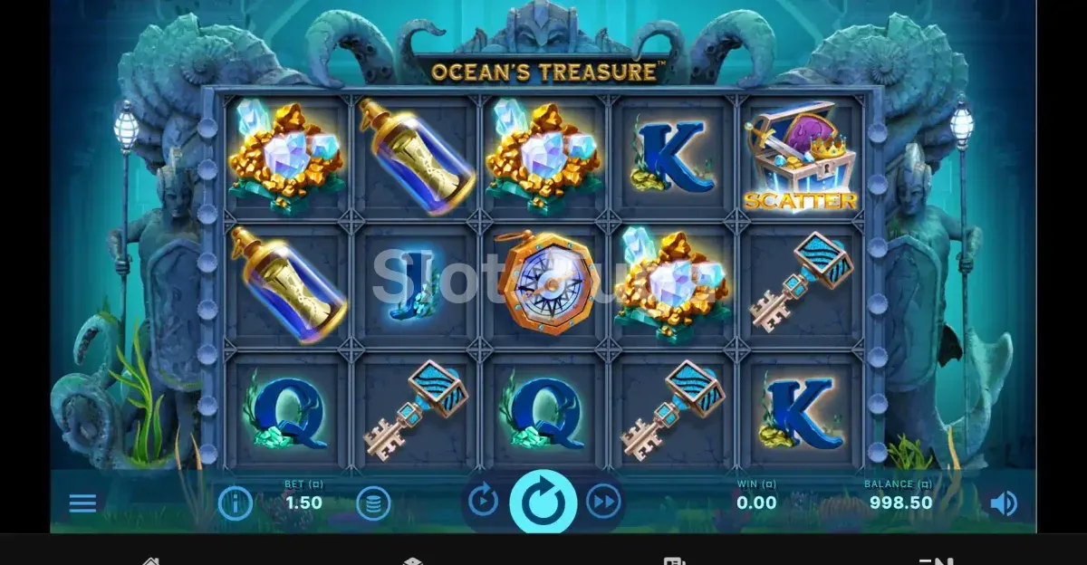 Tela inicial do Ocean's Treasure com o reino subaquático completo