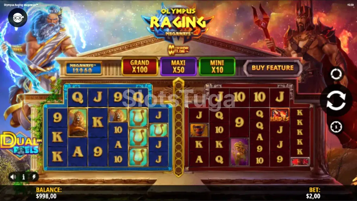 Ecrã do jogo base de Olympus Raging Megaways
