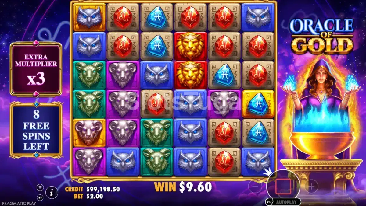 Rodadas grátis do Oracle of Gold com multiplicador global crescente