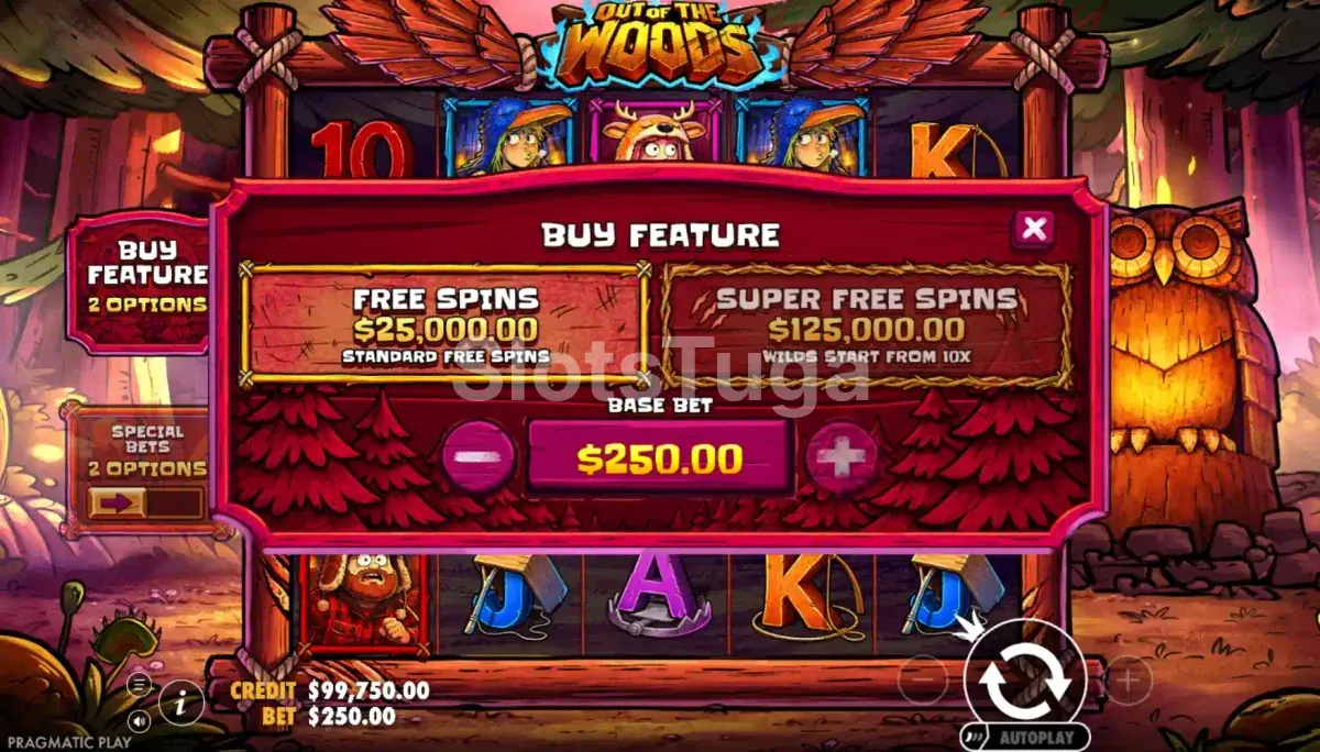 Interface de compra de bônus no Out of the Woods