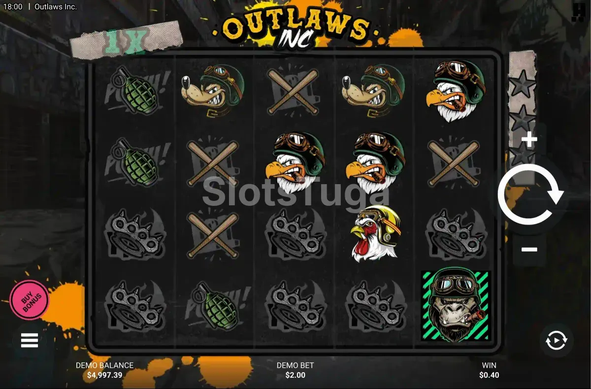 Tela principal do jogo Outlaws Inc com os rolos em ação