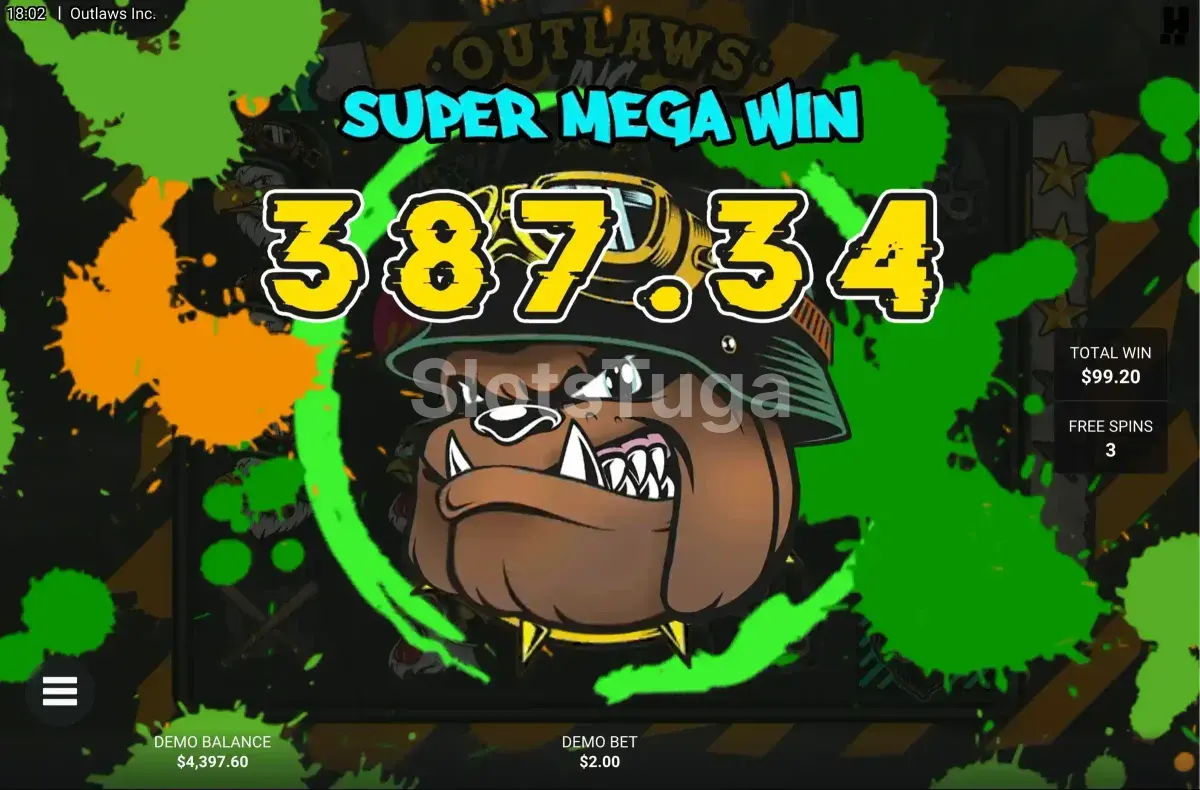 Grande vitória no jogo Outlaws Inc mostrando o potencial de ganho máximo