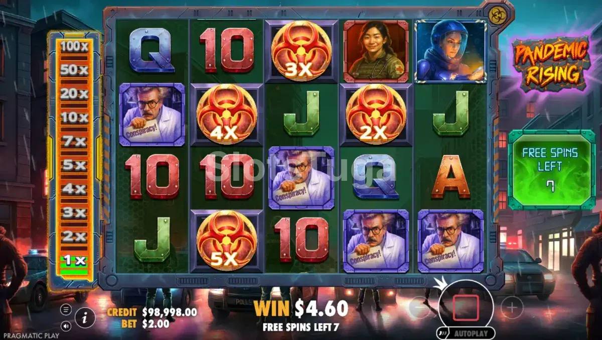 Rodadas grátis da slot Pandemic Rising com wilds grudados