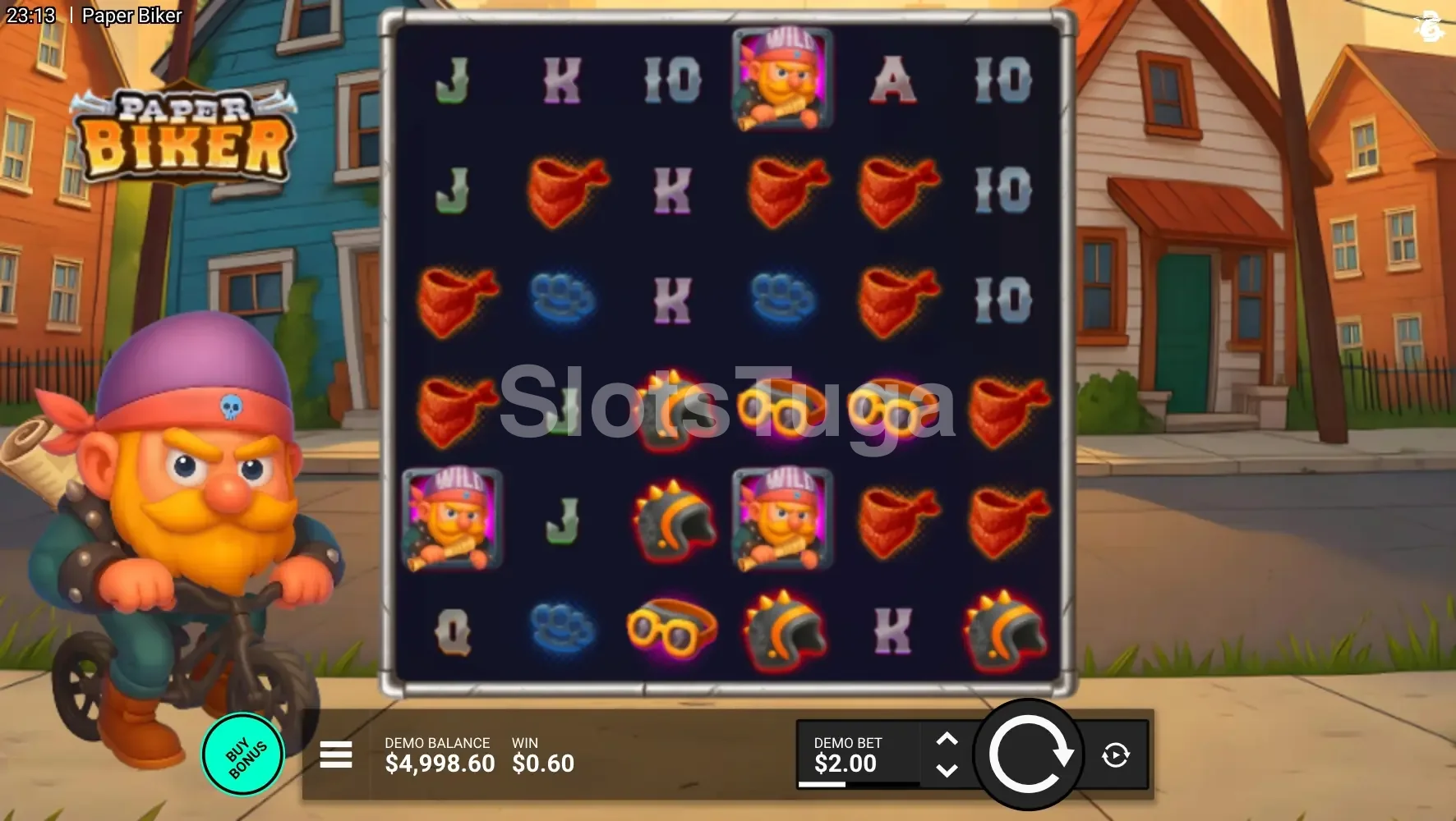 Tela principal do jogo Paper Biker com os rouleaux em ação