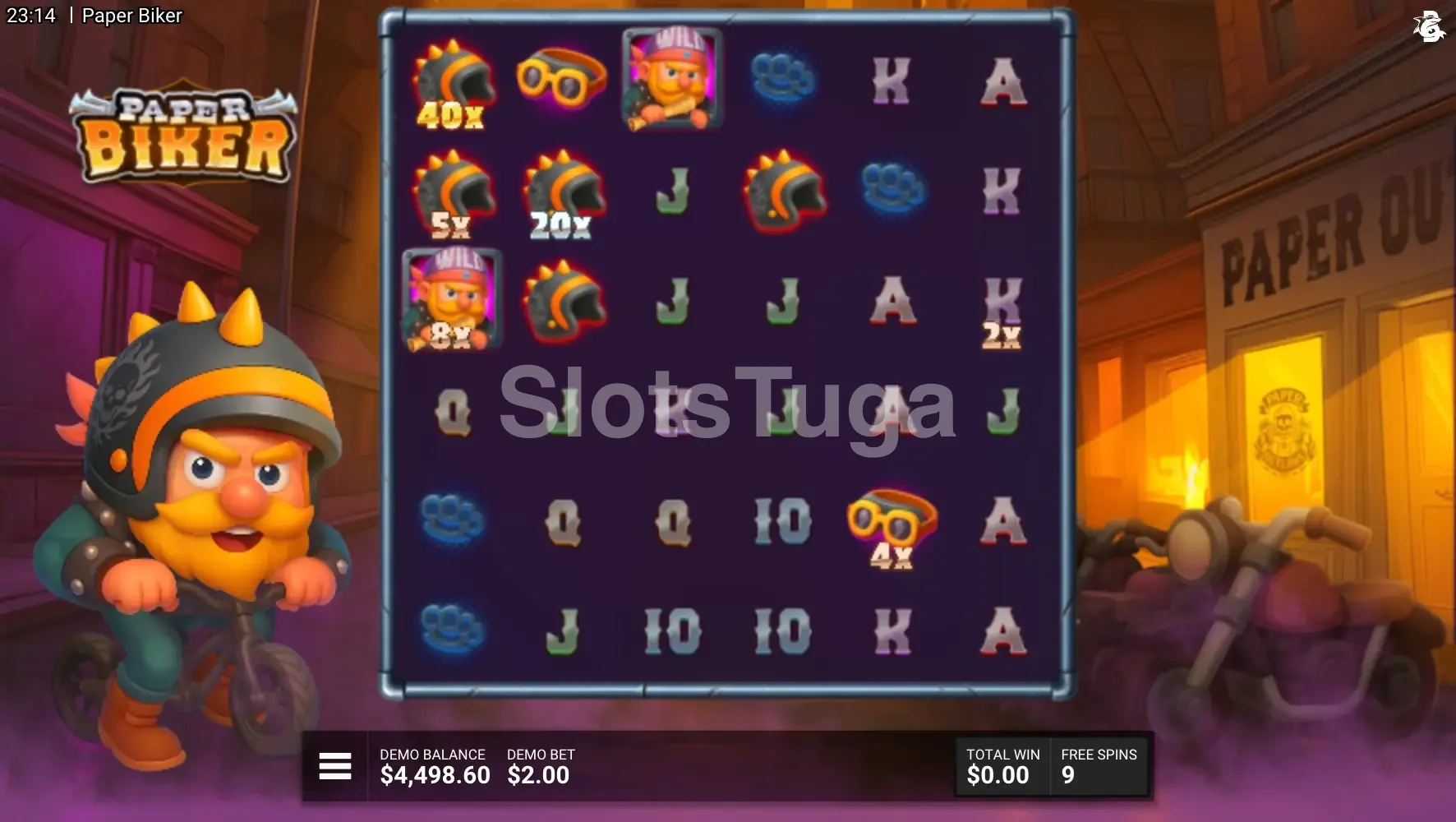 Rodadas grátis da slot Paper Biker com multiplicadores ativos