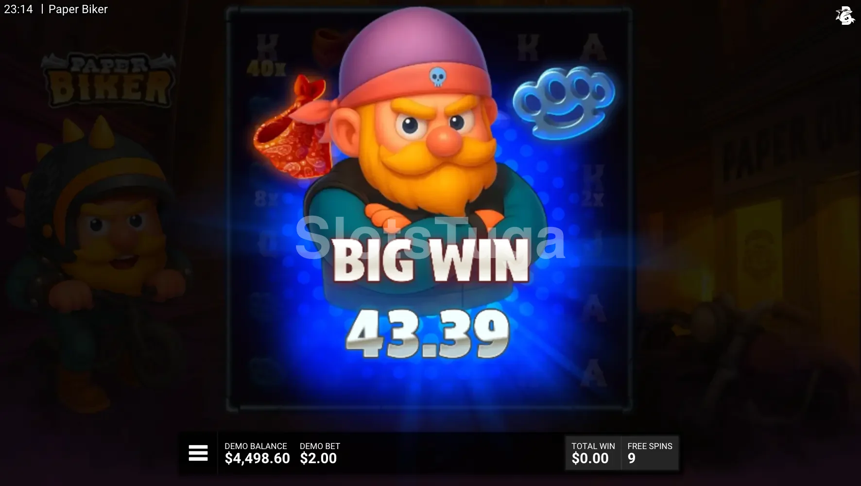 Big win expressivo na slot Paper Biker da Hacksaw Gaming