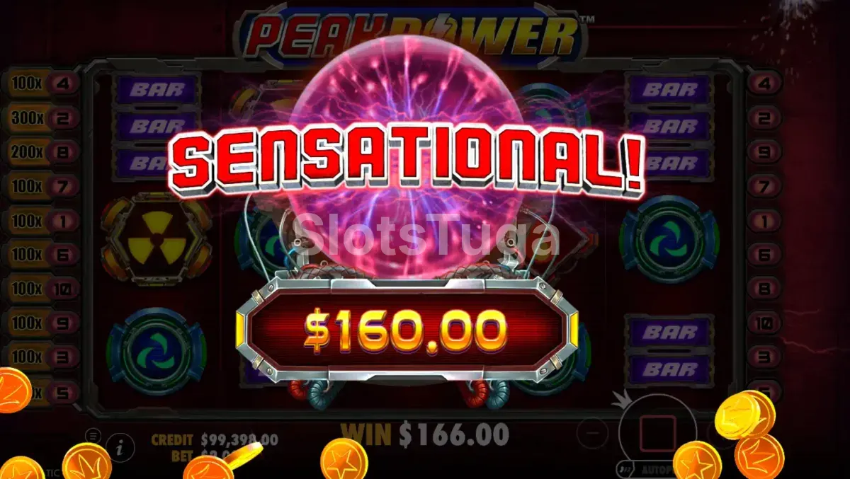 Grande vitória na slot Peak Power com multiplicador altíssimo