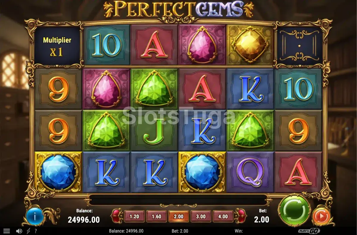 Segunda tela do jogo Perfect Gems com Wilds empilhados em ação