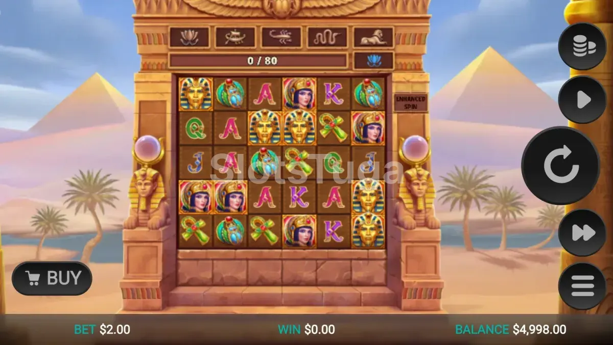 Base game do Pharaoh's Last Wish com grade e cenário egípcio