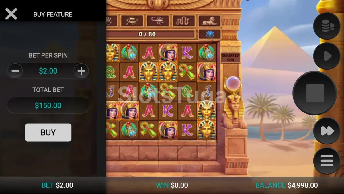 Tela de compra de bônus do Pharaoh's Last Wish com opções de entrada direta