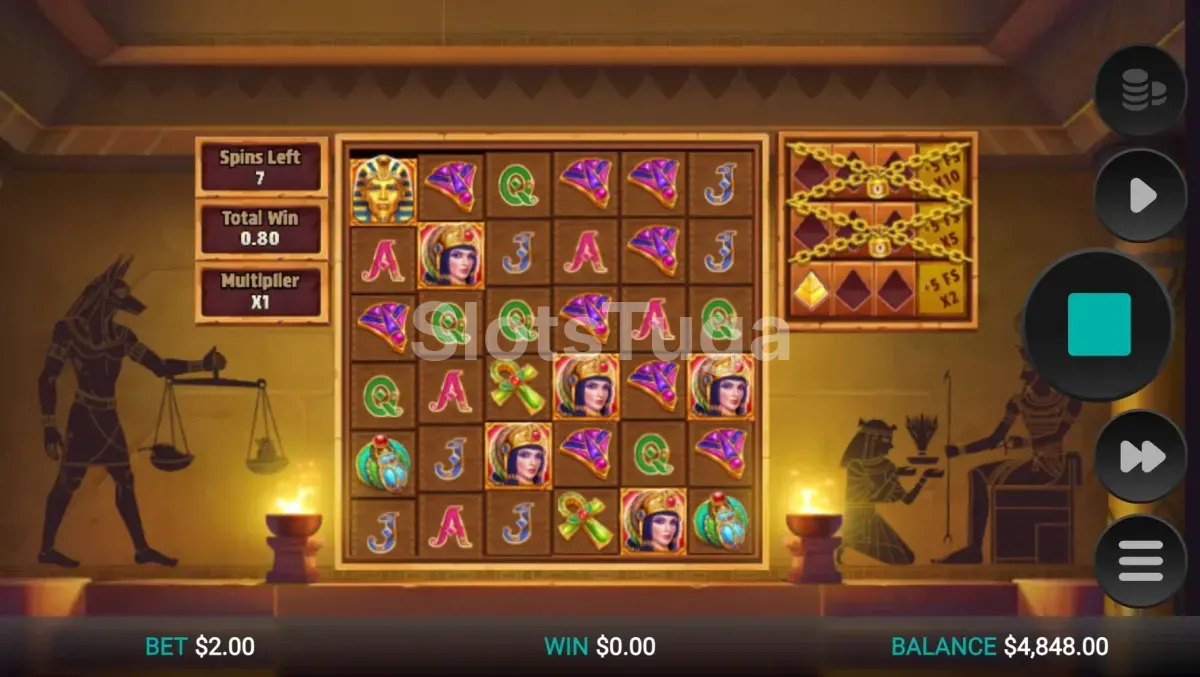 Rodada de giros grátis do Pharaoh's Last Wish com multiplicadores ativos