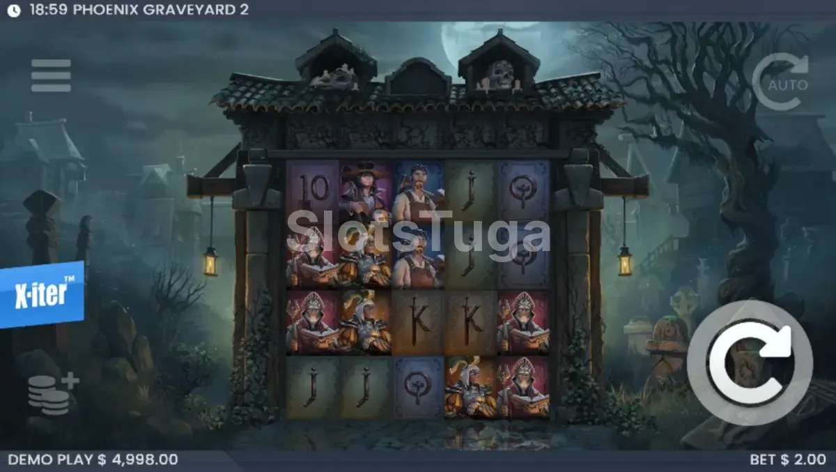 Jogo base do Phoenix Graveyard 2 com cemitério à noite