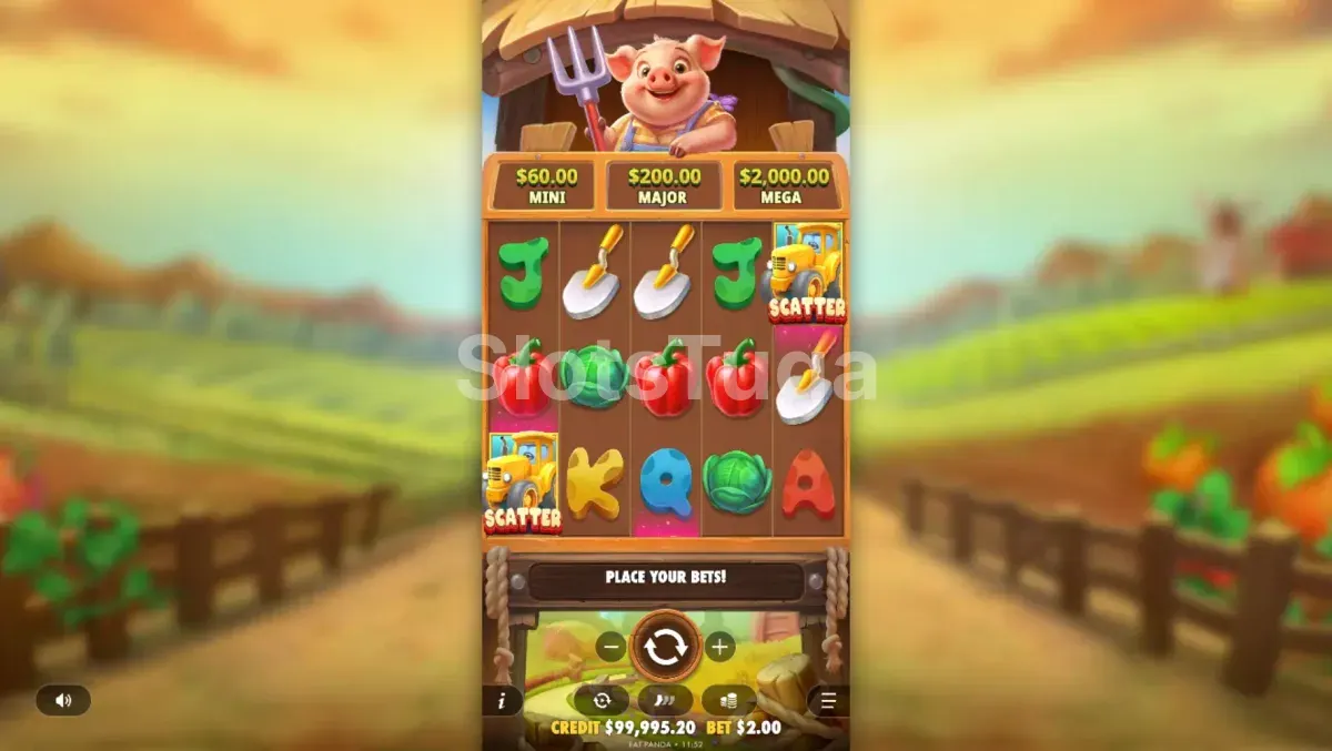 Segunda visão do jogo base da Pig Farm com recursos ativos