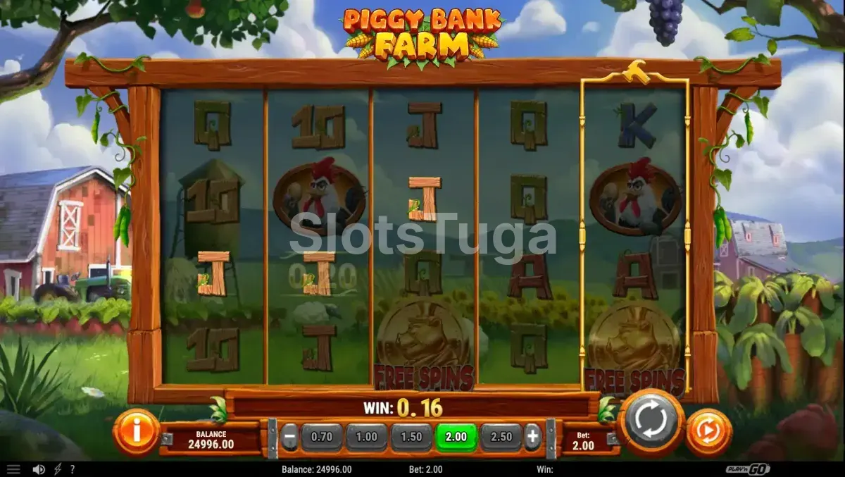 Piggy Bank Farm com mega símbolos de porquinho aparecendo na grade de bônus