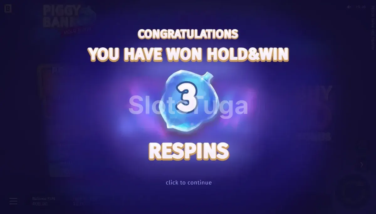 Modo de rodadas bônus da Piggy Bank Hold & Win com cofrinhos presos nos rouleaux