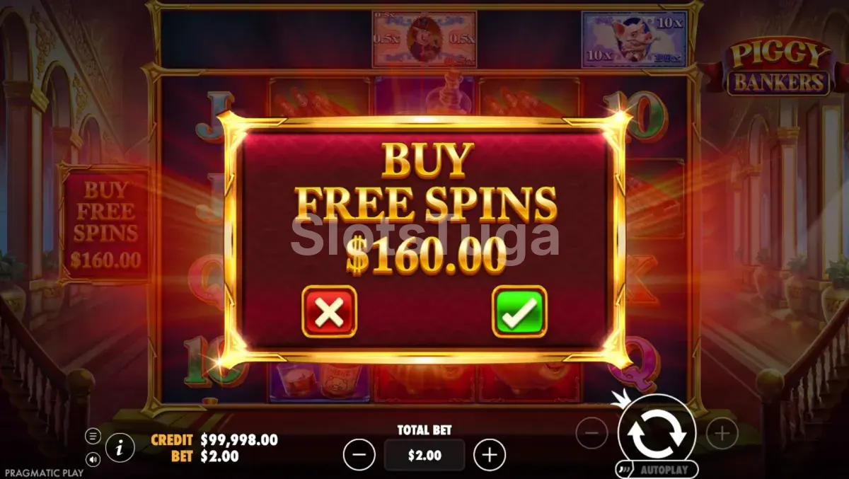 Opção de compra de bônus na slot Piggy Bankers