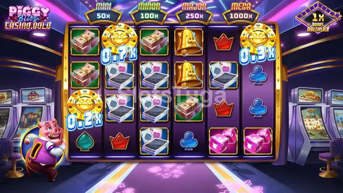 Recursos bônus e multiplicadores da Piggy Blitz Casino Gold