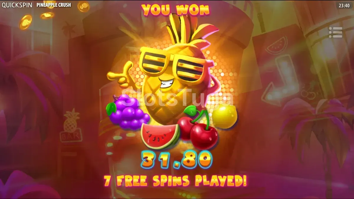 Grande vitória na Pineapple Crush com multiplicador elevado