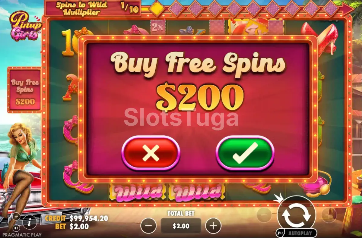 Opção de compra de bônus na slot Pinup Girls da Pragmatic Play