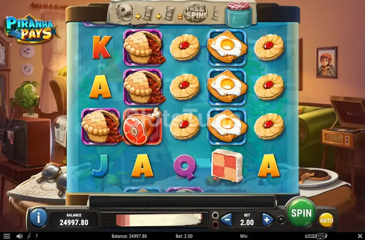 Jogo base da slot Piranha Pays