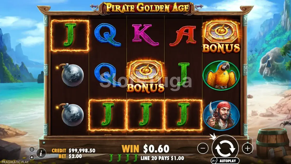 Segundo cenário do jogo base do Pirate Golden Age com símbolos piratas na tela