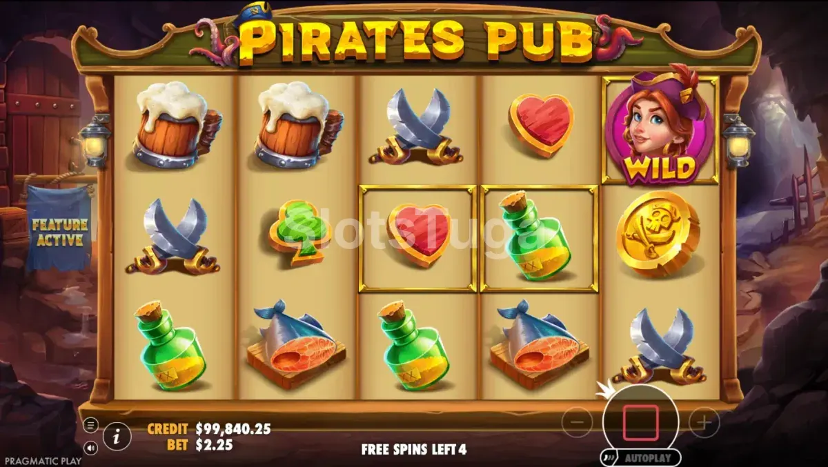 Rodada de giros grátis da slot Pirates Pub Pragmatic Play