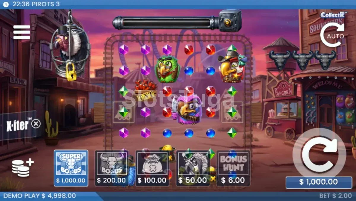 Menu de compra de bônus do Pirots 3 da ELK Studios