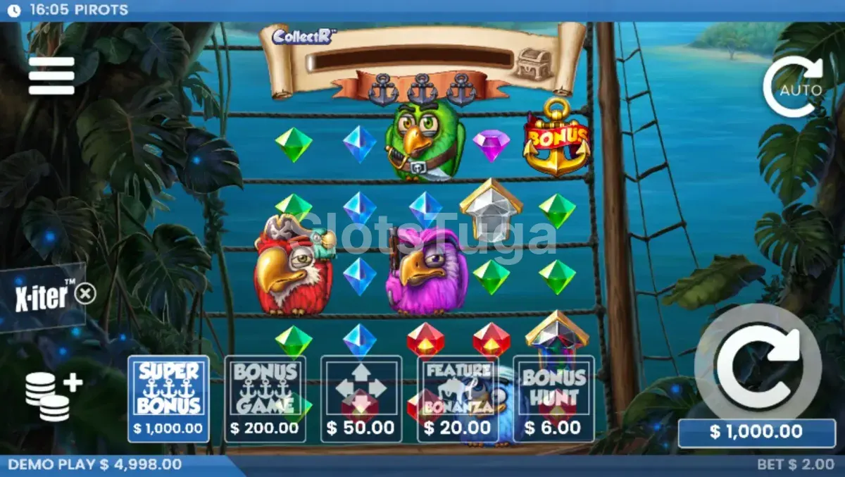 Menu de compra de bônus X-iter do slot Pirots