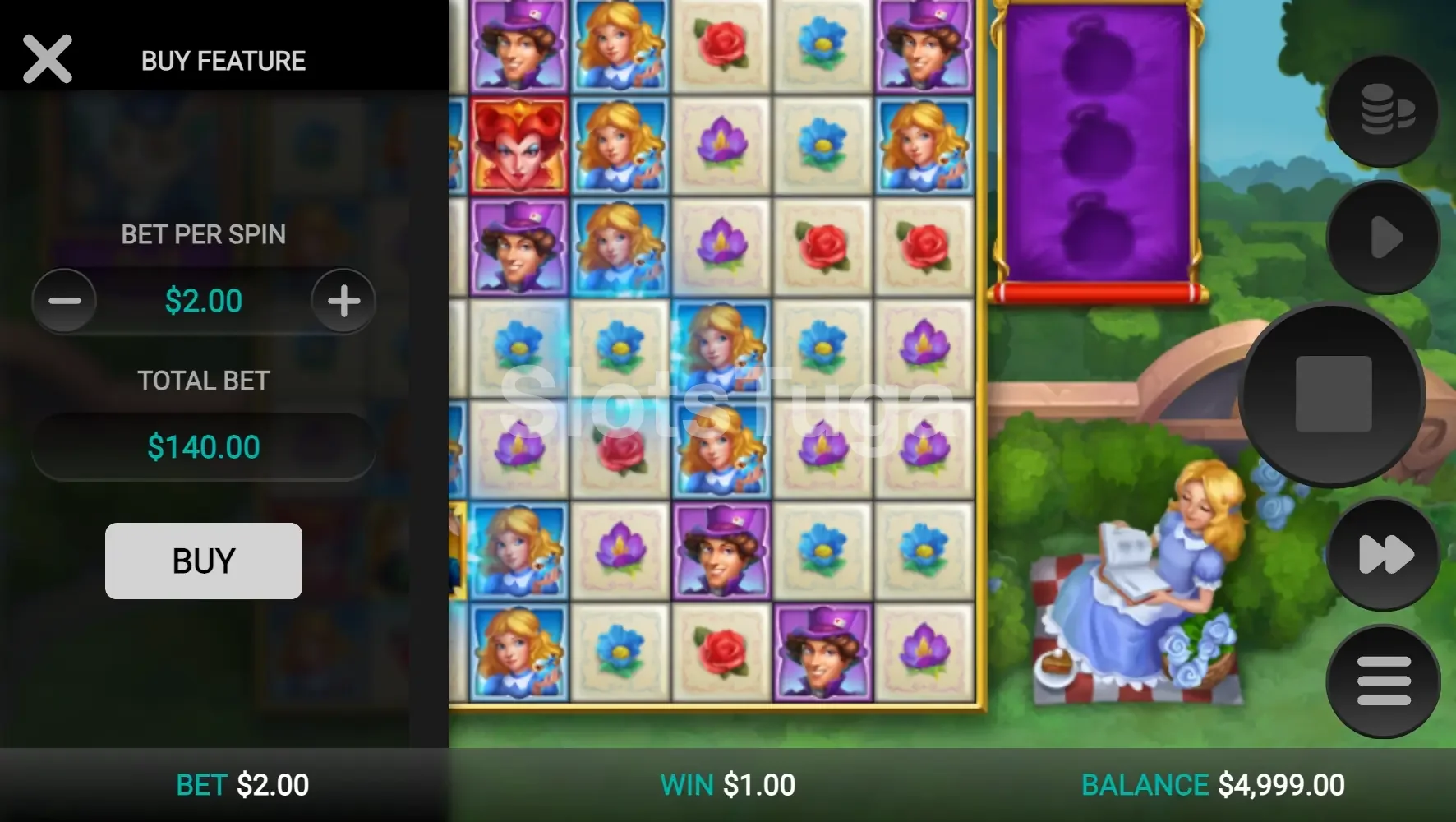 Tela de compra de bônus da Plunderland, opção Bonus Buy