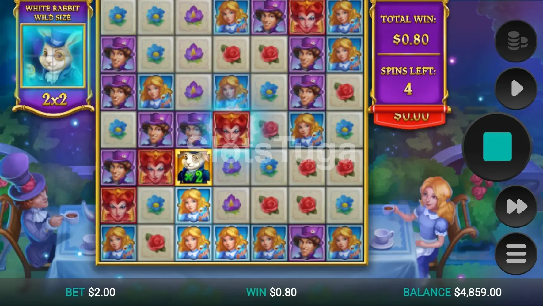 Free spins da Plunderland, Chapeleiro Maluco e wild expandido em ação