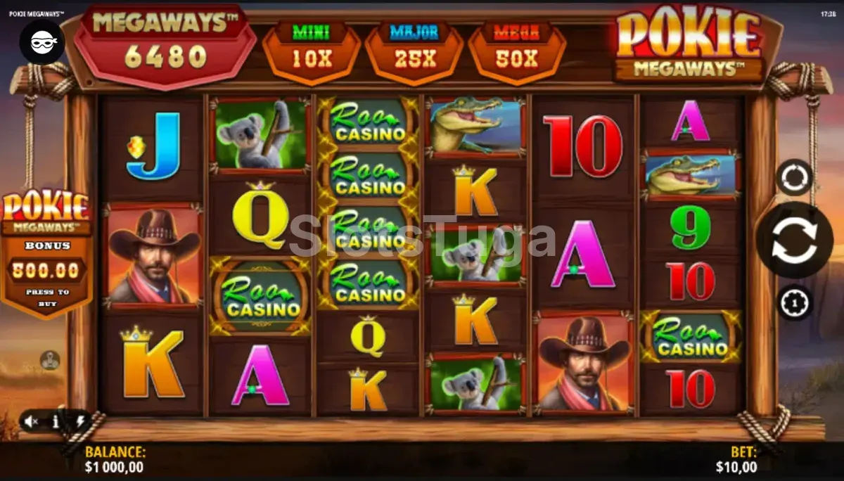 Tela principal do jogo base da Pokie Megaways