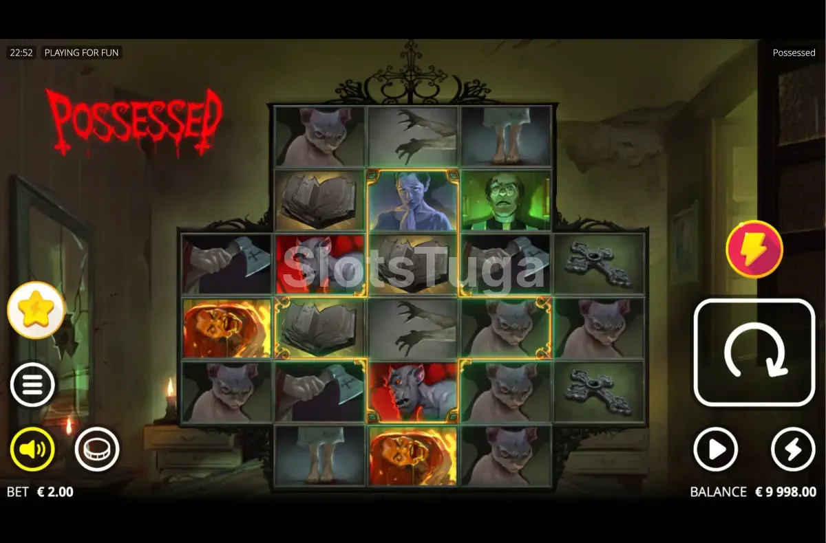 Tela principal do jogo Possessed com ambientação sombria