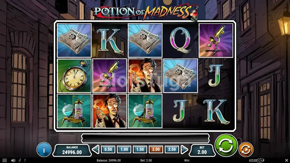 Modo bônus da Potion of Madness com grid expandido e wilds em ação