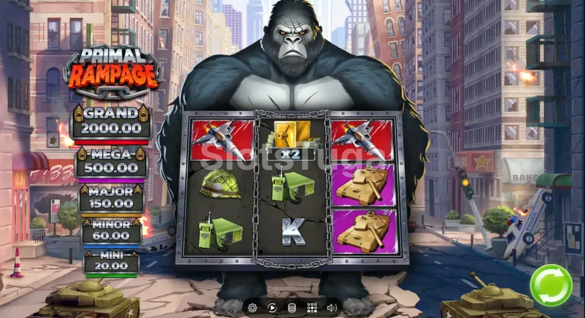 Tela principal do Primal Rampage com o gorila em destaque