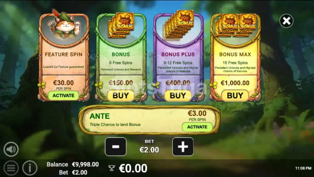 Tela de compra de bônus no Prince of Purrwood da Avatar UX