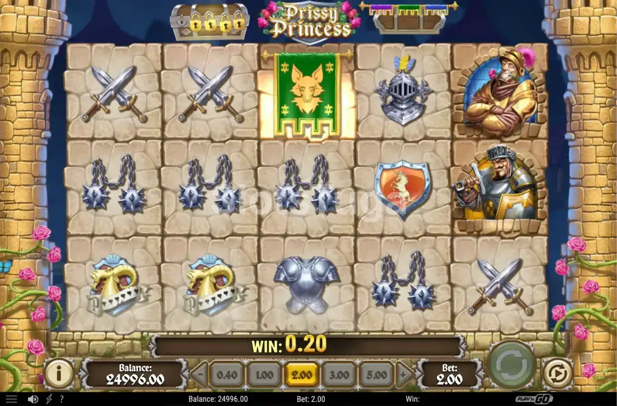 Segunda tela do jogo base da Prissy Princess com combinação vencedora