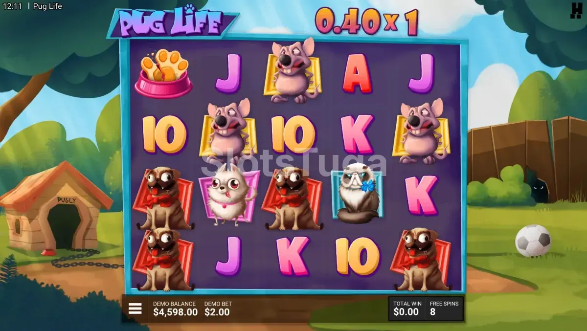 Rodada de giros grátis Treat Yo'self da slot Pug Life em ação