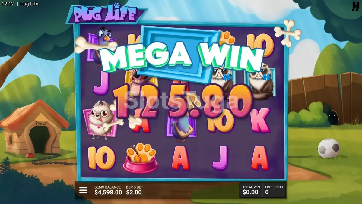 Grande vitória na slot Pug Life com multiplicadores elevados